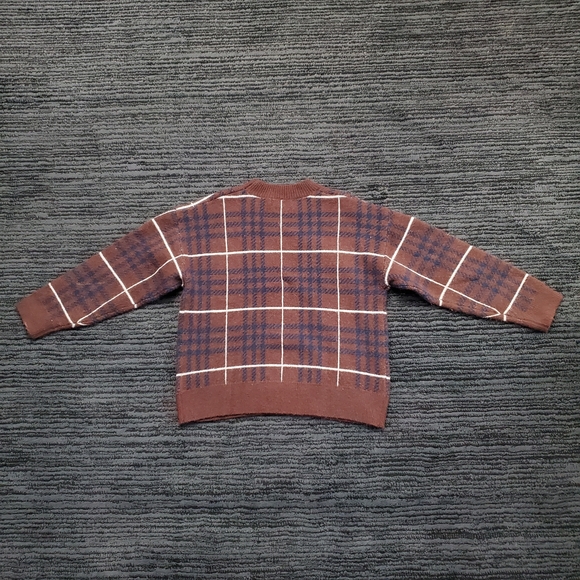 En Saison Size S Brown/White/Blue Plaid  Bronte Pullover Sweater - Picture 3 of 6